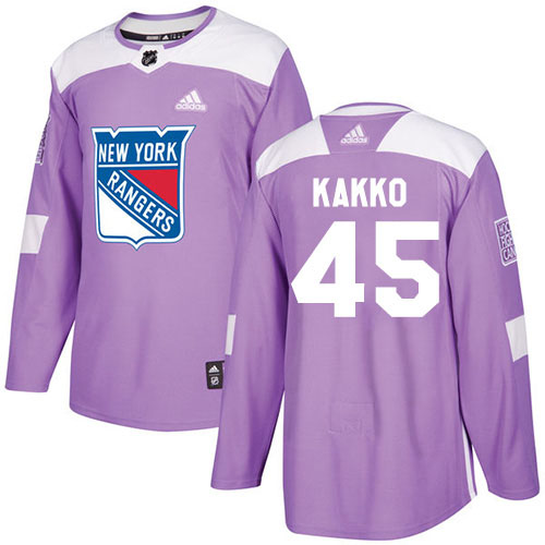 Cheap Adidas New York Rangers 45 Kappo Kakko Purple Authentic Fights Cancer Stitched Youth NHL Jersey